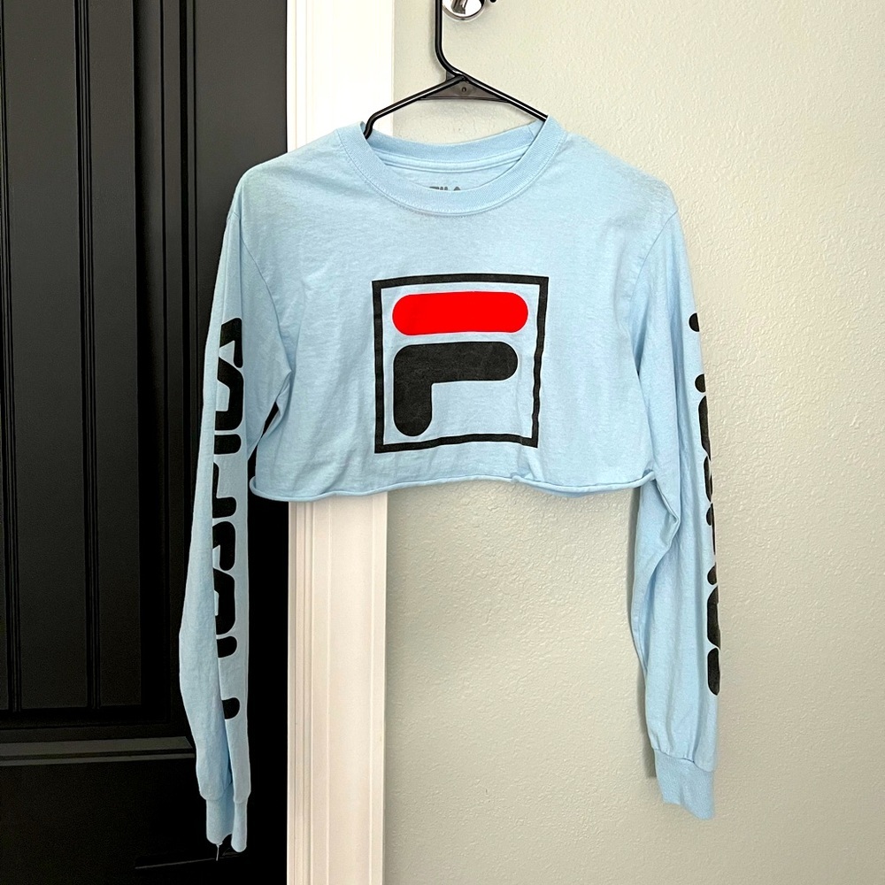 Fila Blue Long Sleeve Crop Top sz small